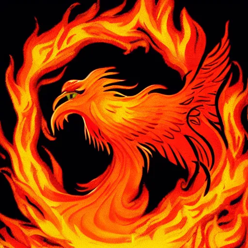 Image similar to an emoji of a phoenix in fire