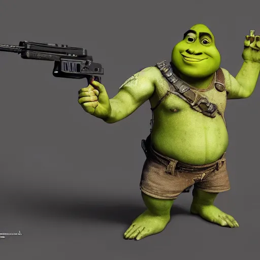 Prompt: pistol skin of shrek, masterpiece, highly detailed, high quality, 4 k, anatomically correct, hyperrealistic, concept art, octane render, unreal engine 5, trending on artstation, trending on deviantart, matte, historical painting, fantasy style, path traced, high coherence, soft lighting, digital painting, mythical
