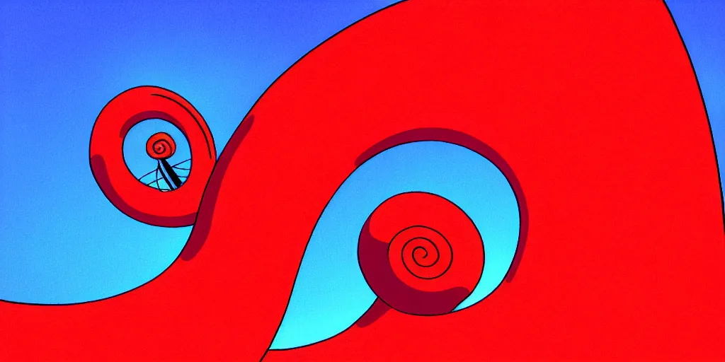 Image similar to chubby spiral shape cartoon concept art, red transmision antenna, from lorax movie, sam and max