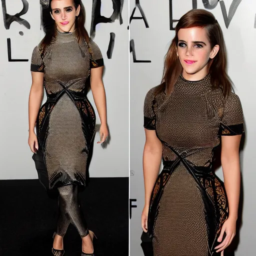 Image similar to emma watson mixed with kim kardashian, full - figure profile shot