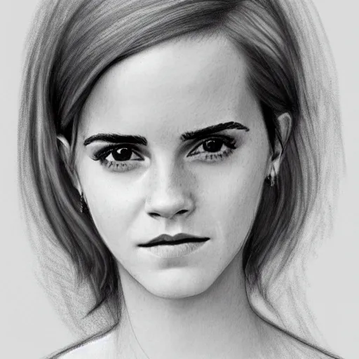 Image similar to emma watson as an angel pencil sketch