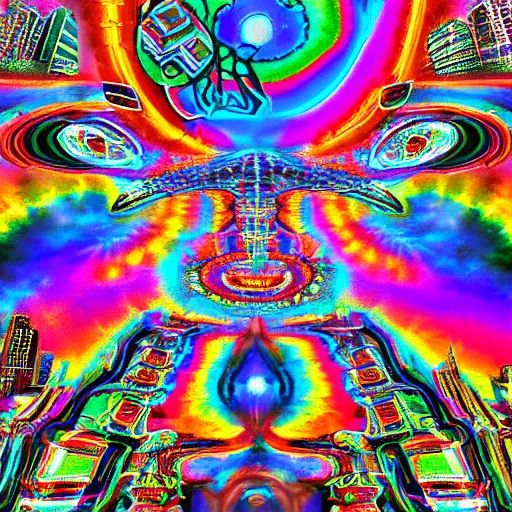 Prompt: psychedelic city,