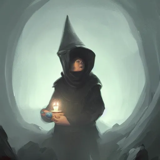 Image similar to a male adventurer wearing a black sleeping cap with a puffball, holding a candle, portrait, d & d, science fiction, concept art, matte, sharp focus, illustration, concept art, jason chan, dan luvisi, karl thiart, uhd, 4 k, very detailed