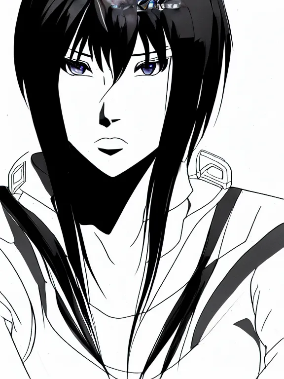 Image similar to digital pen lineart sketch of a motoko kusanagi, by gnomon