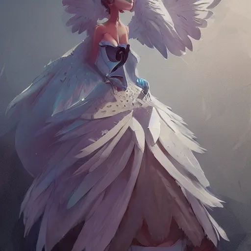 Image similar to A ball gown inspired by the Pokémon articuno, Greg rutkowski, tendencia en artstation.