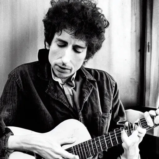 Image similar to bob dylan cradling a giant isopod like a baby, photograph, 1 9 6 5