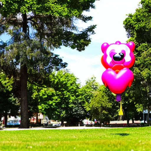 Prompt: balloon dog in a park, sunny day