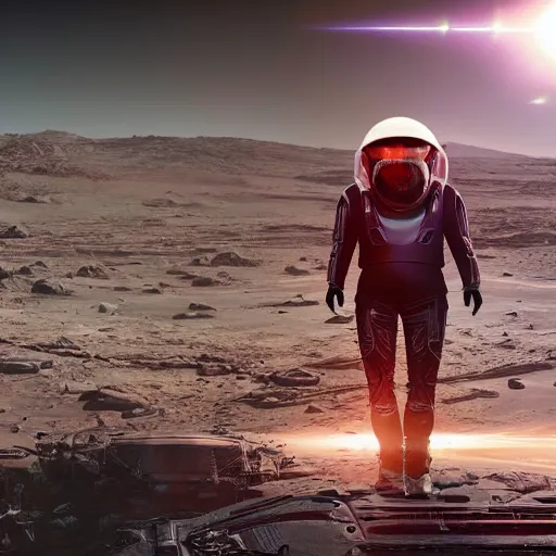 Image similar to elon musk in cyberpunk style on mars digital art very detailed 4 k detailed super realistic