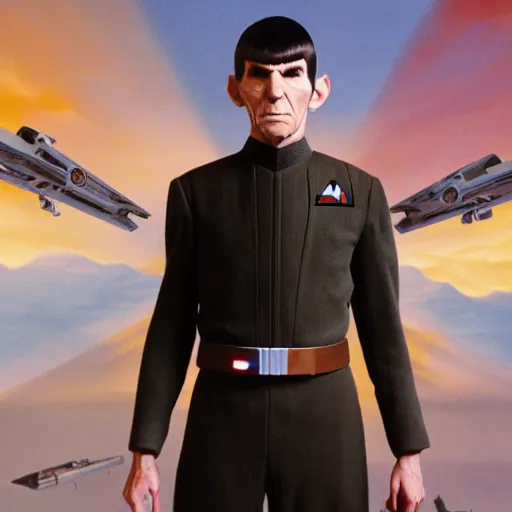 Image similar to a beautiful portrait of mister spock wearing a star wars uniform, 8 k