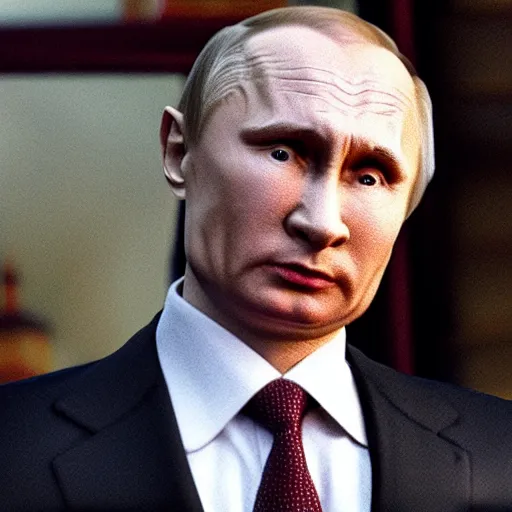 Prompt: cinematic still from a movie about putin played by colin ferrell