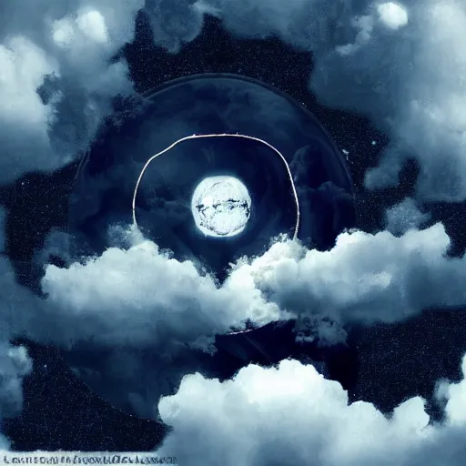 Prompt: atomic nucleus surrounded by clouds, dreamy lighting, digital art, art station