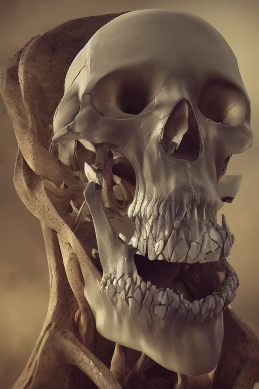 Image similar to detailed anatomical illustration of a fragmented skull, concept art, cgsociety, octane render, trending on artstation, artstationHD, artstationHQ, unreal engine, 4k, 8k