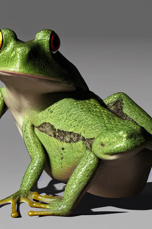 Image similar to a frog wearing a formal overcoat, portait photo profile picture, hyperrealistic concept art, octane render, unreal engine 5, digital art hi