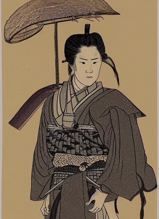 Prompt: portrait of a samurai, by joseph michael lisner, masterpiece ink illustration,