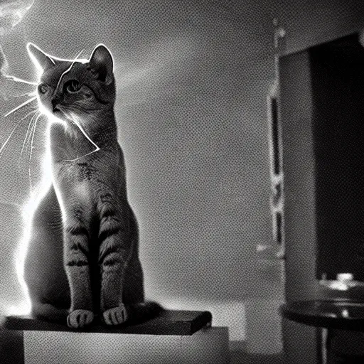 Prompt: cat and smoke, x ray, thermal imaging camera