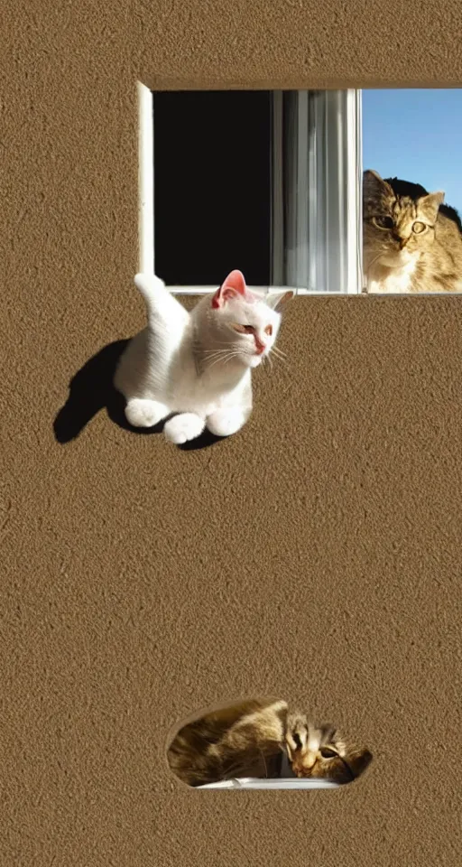 Image similar to cat watching a martian landscape from inside a window, photo