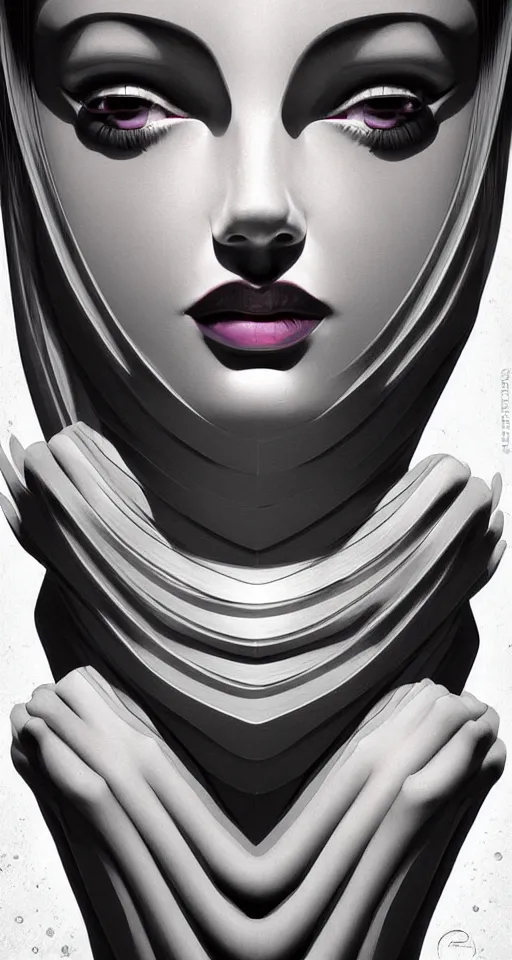 Image similar to art deco close up portait of head, like a dream digital painting curvalinear cinematic dramatic fluid lines otherworldly vaporwave interesting details epic composition by artgerm