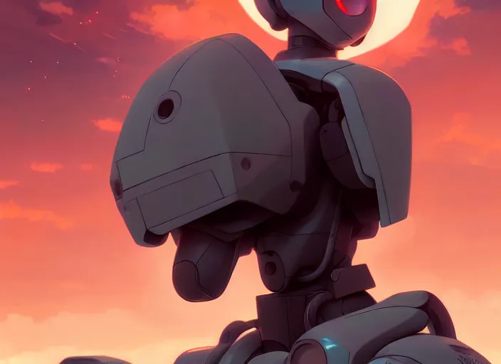 Image similar to portrait of girl piloting mecha humanoid robot, smoky sky background, lush landscape, illustration concept art anime key visual trending pixiv fanbox by wlop and greg rutkowski and makoto shinkai and studio ghibli and kyoto animation, red body suit, military gear, evangelion unit 0 2, grimdark