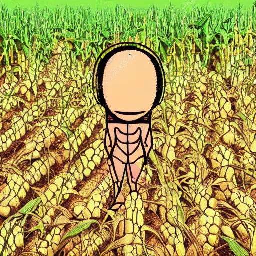 Image similar to alien hiding in a corn field