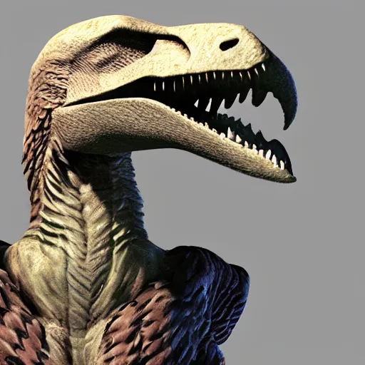 Image similar to photo of raptor invented computer, vray