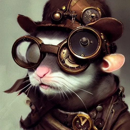 Image similar to a rat with steampunk googles, by Ruan jia