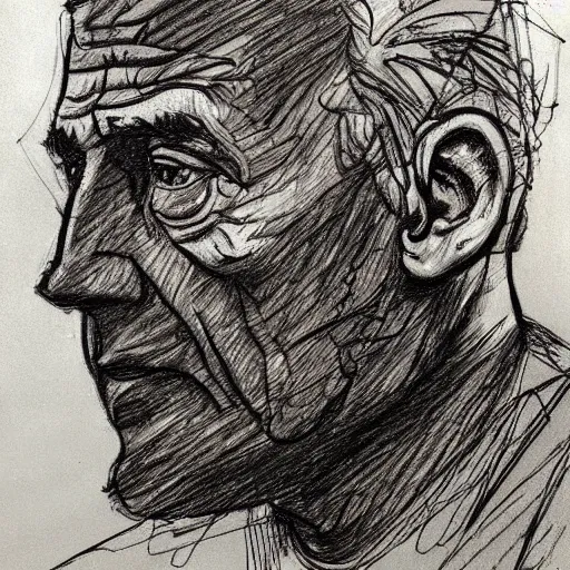 Image similar to a realistic yet scraggly portrait sketch of the side profile of a stern and sophisticated patrick star, trending on artstation, intricate details, in the style of frank auerbach, in the style of sergio aragones, in the style of martin ansin, in the style of david aja, in the style of mattias adolfsson