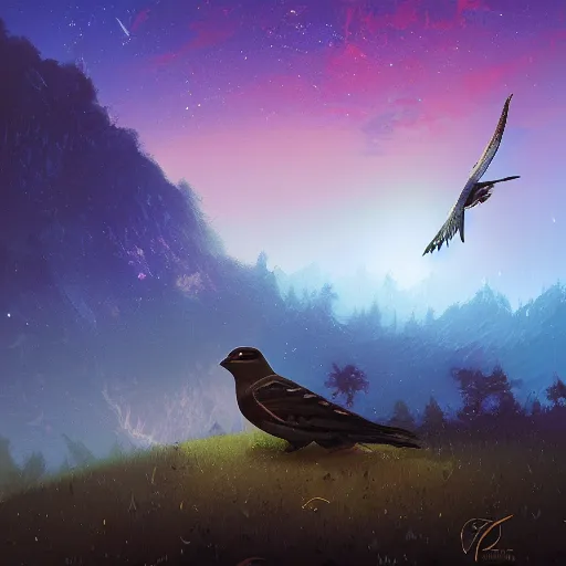 Image similar to european nightjar, by anato finnstark, by alena aenami, by john harris, by ross tran, by wlop, by andreas rocha