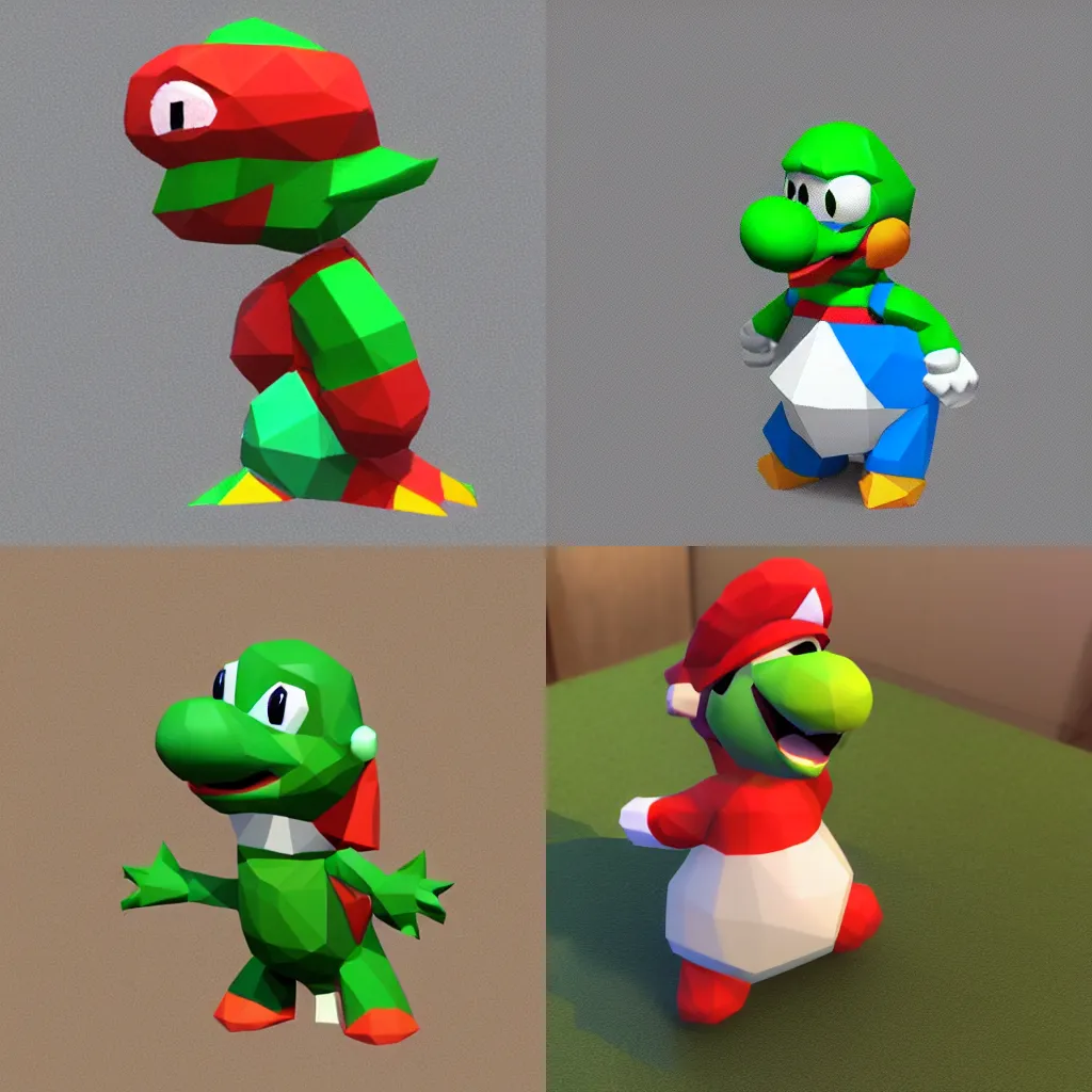 Prompt: low poly yoshi