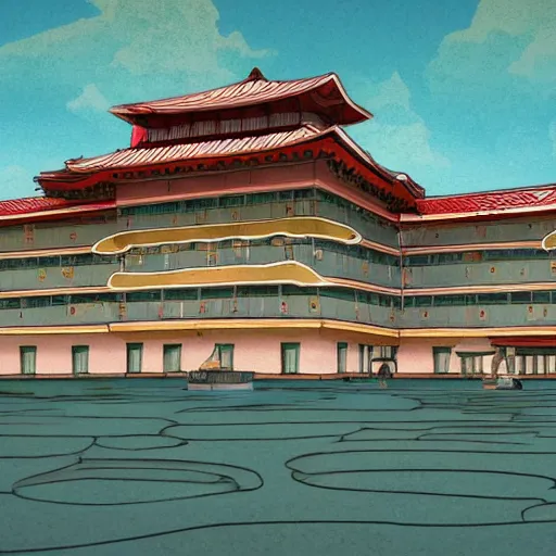 Image similar to a hotel that looks like the bathhouse in spirited away, in the style of Keen Art on ArtStation, 4k,