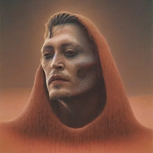 Prompt: Johnny Depp. Zdzisław Beksiński