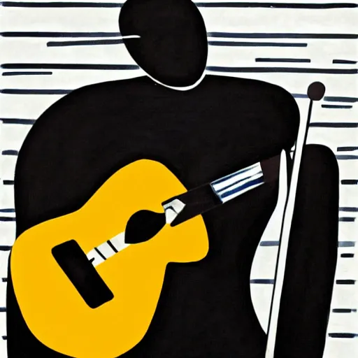 Image similar to a black candle man with long guitar, playing an electric guitar, art by 23 Envelope