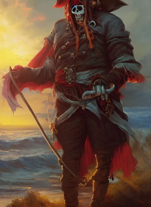 Prompt: undead pirate captain by paul dainton and vladimir volegov and alexander averin and delphin enjolras and daniel f. gerhartz