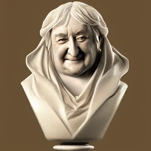 Prompt: amazing lifelike award winning marble bust of Bernard manning trending on art station artgerm Greg rutkowski alphonse mucha arno breker cinematic