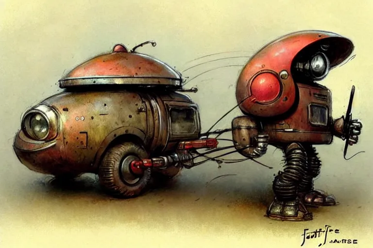 Image similar to adventurer ( ( ( ( ( 1 9 5 0 s retro future robot android fat rat wagon. muted colors. ) ) ) ) ) by jean baptiste monge!!!!!!!!!!!!!!!!!!!!!!!!! chrome red