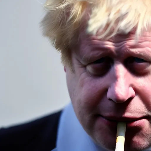 Image similar to medium shot photo of Boris Johnson smoking weed, 4k, ultra HD