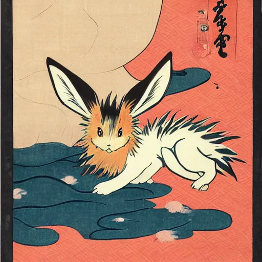 Image similar to Beautiful Ukiyo-e painting of an Eevee