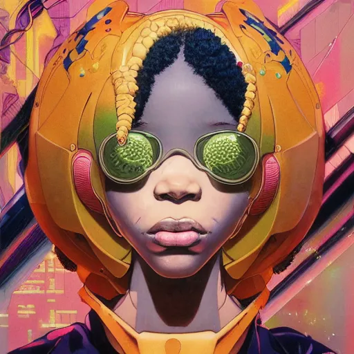 Prompt: citizen portrait afrofuturism soft light painted by james jean and katsuhiro otomo and erik jones, inspired by appleseed anime, smooth face feature, intricate oil painting, high detail illustration, sharp high detail, manga and anime 1 9 9 9