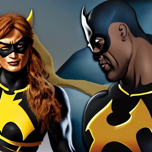 Image similar to Dwayne Johnson as Batgirl digital art 4k detailed super realistic