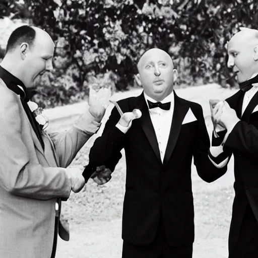 Prompt: The Three Stooges officiate a wedding.