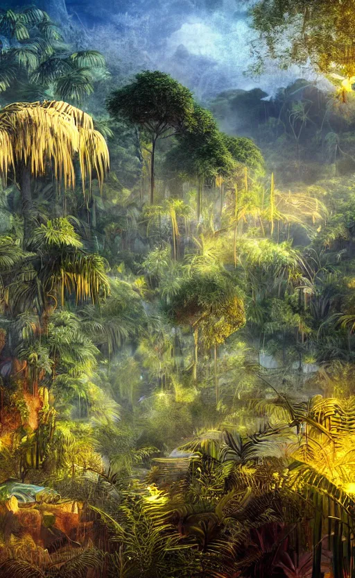 Prompt: surreal dali jungle landscape, volumetric lighting, early morning, 3d liminal grainy surreal aesthetic illustration, highly detailed, soft render