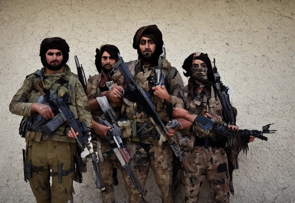 Prompt: cosplayers fighting the taliban in syria