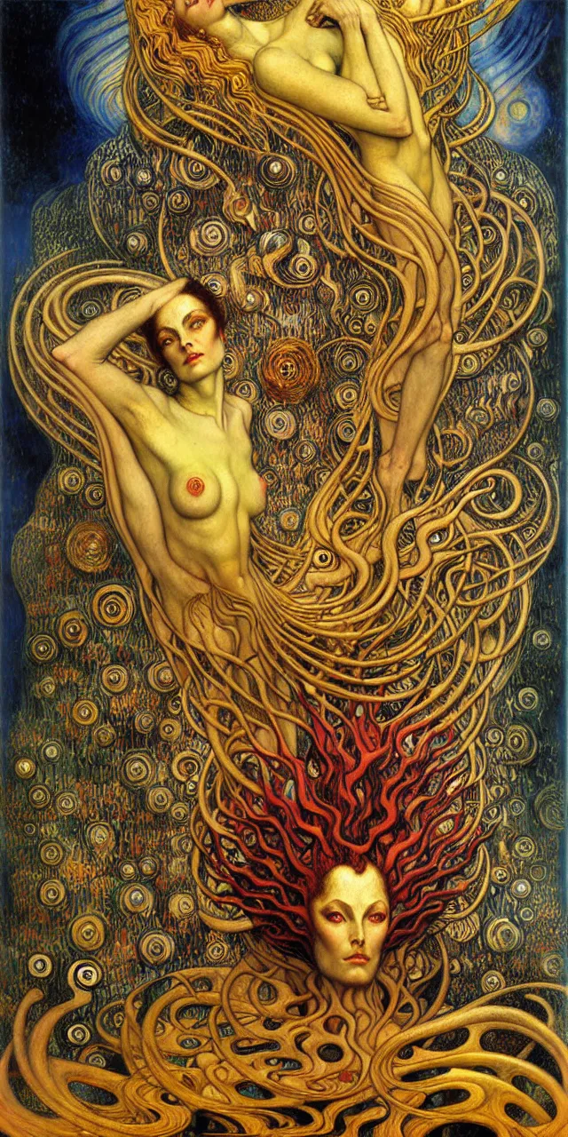 Image similar to Divine Chaos Engine by Karol Bak, Jean Delville, William Blake, Gustav Klimt, and Vincent Van Gogh, symbolist, visionary