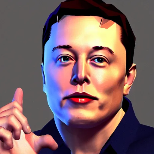 Image similar to low-poly model from 2002 of Elon Musk in a videogame