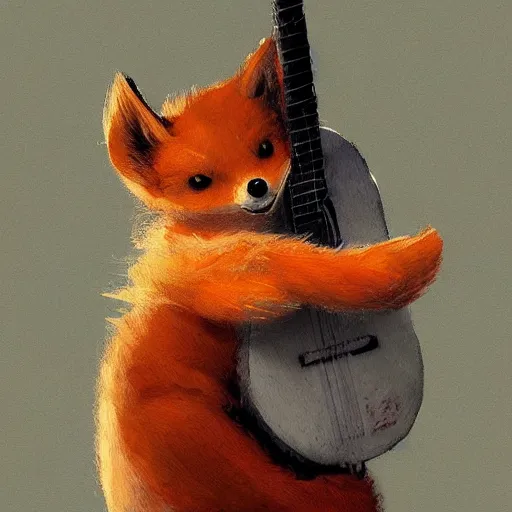 Image similar to anime 🦊 Playing the 🎸 instrument , digital Art, Greg rutkowski, Trending cinematographic artstation