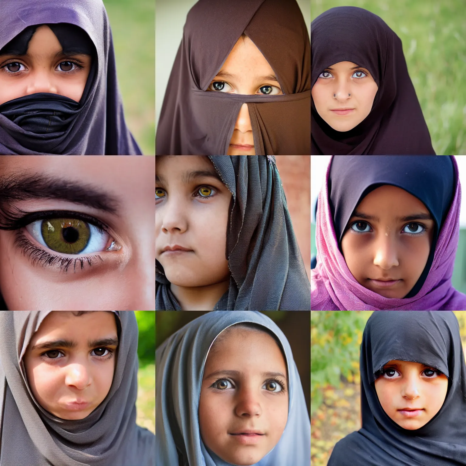 Prompt: photo of burka girl with hazel eyes looking into camera