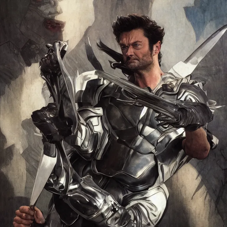 Image similar to Karl Urban as Wolverine, highly detailed, digital painting, artstation, concept art, smooth, sharp focus, illustration, ArtStation, art by artgerm and greg rutkowski and alphonse mucha and J. C. Leyendecker and Edmund Blair Leighton and Katsuhiro Otomo and Geof Darrow and Phil hale and Ashley wood and Ilya repin and Charlie Bowater