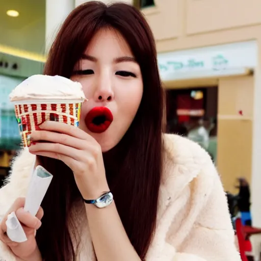 Prompt: Hyuna eating ice cream