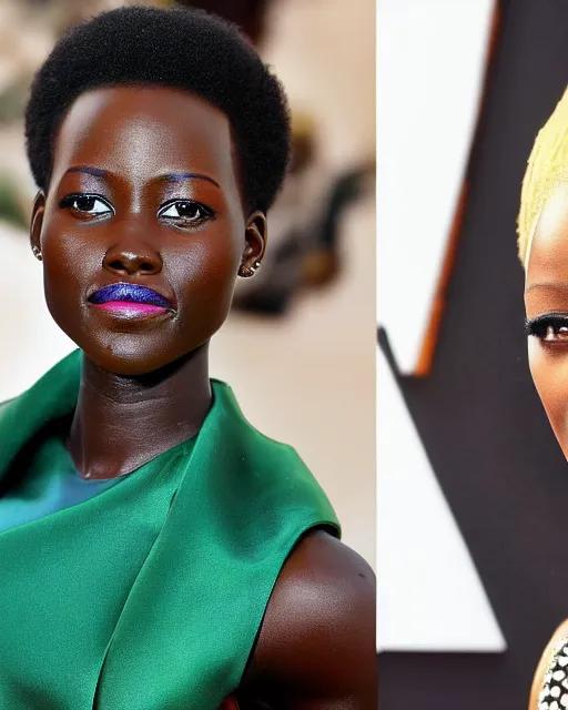 Image similar to a mixture of lupita nyongo and tilda swinton