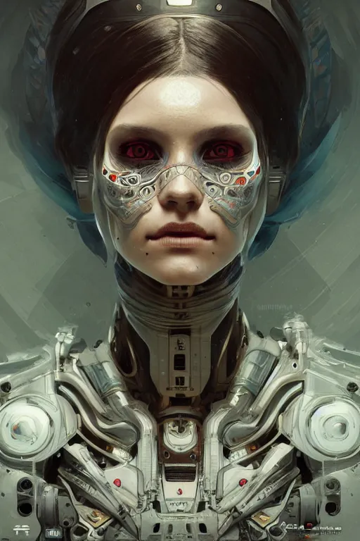 Prompt: portrait of ultra detailed female android, scifi, octane render, ( dia de los muertos ), intricate concept art, art by michael welan and dzo and greg rutkowski and alphonse mucha and loish and wlop