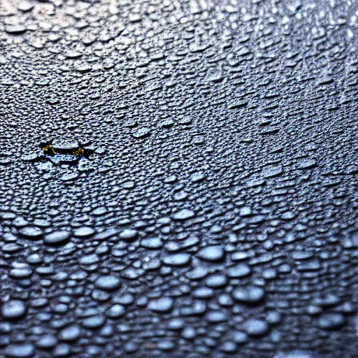 Image similar to close up of a puddle on asphalt reflecting the night sky, complex, high detail